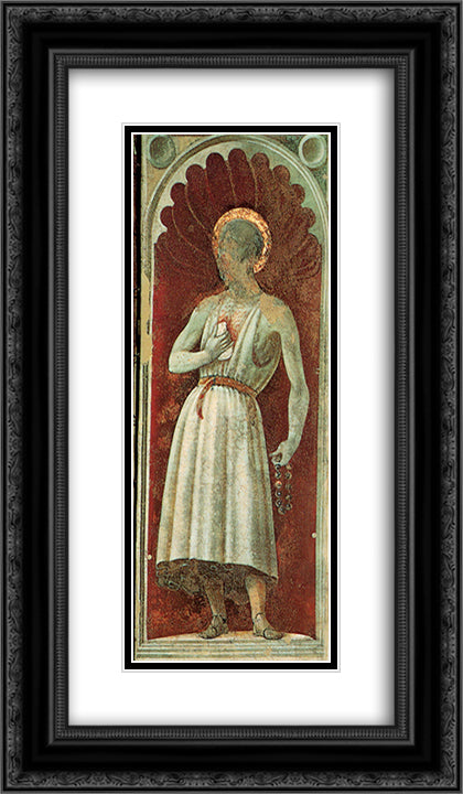 Saint Jerome and Saint Dominic 14x24 Black Ornate Wood Framed Art Print Poster with Double Matting by Uccello, Paolo