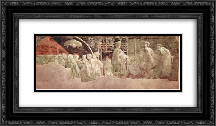 Scene of peace offerings, Noah's drunkenness and shame 24x14 Black Ornate Wood Framed Art Print Poster with Double Matting by Uccello, Paolo