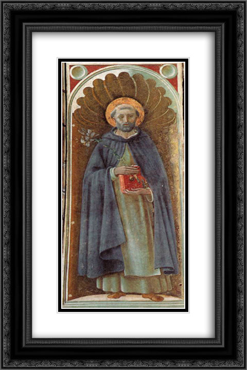 St.Dominic 16x24 Black Ornate Wood Framed Art Print Poster with Double Matting by Uccello, Paolo