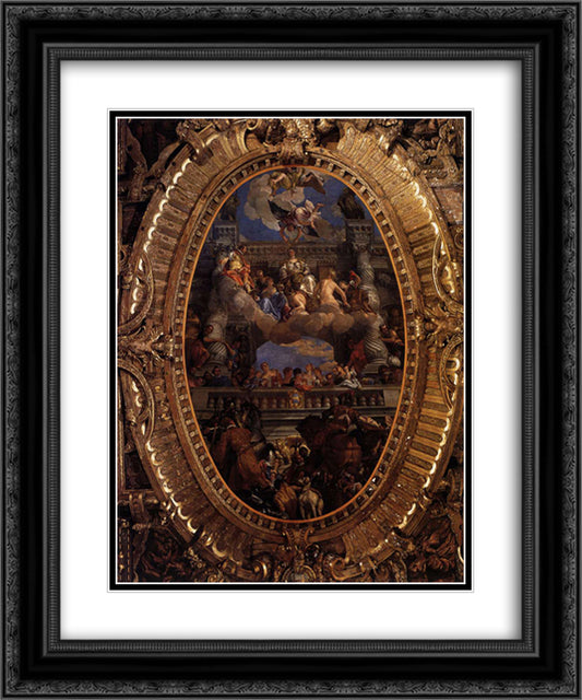 Apotheosis of Venice 20x24 Black Ornate Wood Framed Art Print Poster with Double Matting by Veronese, Paolo