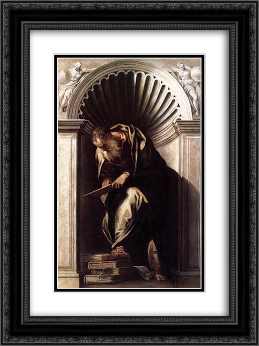 Aristotle 18x24 Black Ornate Wood Framed Art Print Poster with Double Matting by Veronese, Paolo