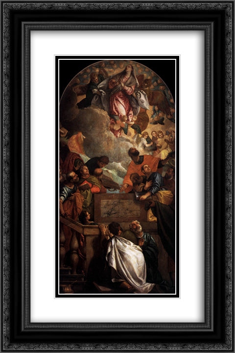 Assumption of the Virgin 16x24 Black Ornate Wood Framed Art Print Poster with Double Matting by Veronese, Paolo