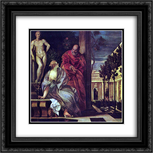 Bathsheba Bathing 20x20 Black Ornate Wood Framed Art Print Poster with Double Matting by Veronese, Paolo