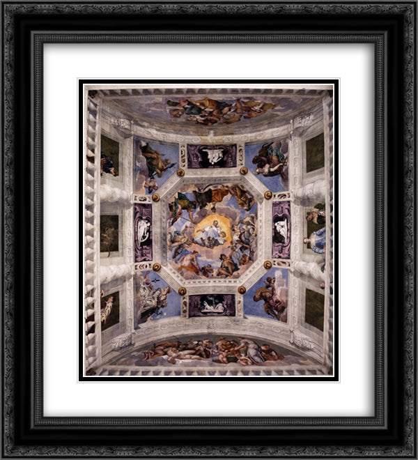 Ceiling of the Sala dell'Olimpo 20x22 Black Ornate Wood Framed Art Print Poster with Double Matting by Veronese, Paolo