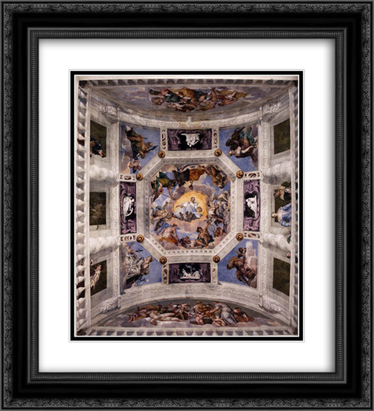 Ceiling of the Sala dell'Olimpo 20x22 Black Ornate Wood Framed Art Print Poster with Double Matting by Veronese, Paolo