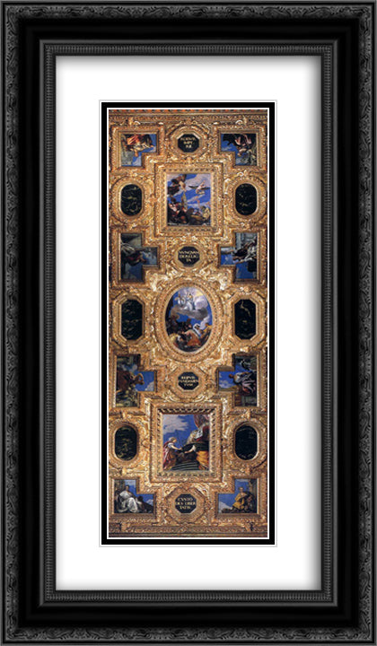 Ceiling paintings 14x24 Black Ornate Wood Framed Art Print Poster with Double Matting by Veronese, Paolo