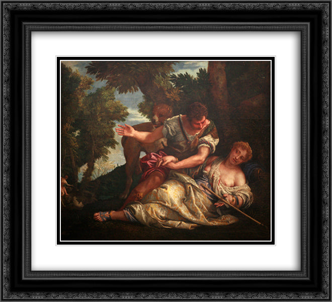 Cephalus and Procris 22x20 Black Ornate Wood Framed Art Print Poster with Double Matting by Veronese, Paolo