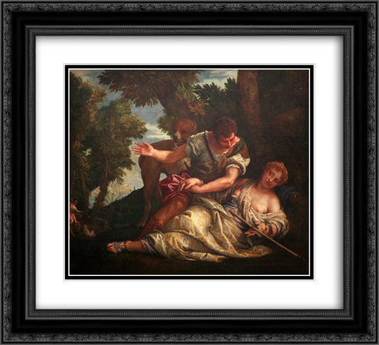 Cephalus and Procris 22x20 Black Ornate Wood Framed Art Print Poster with Double Matting by Veronese, Paolo