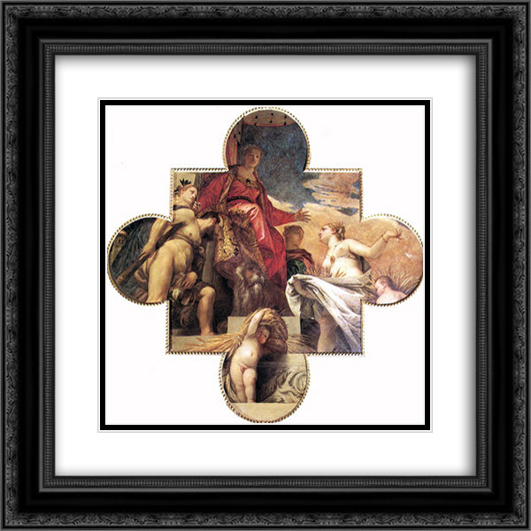 Ceres Renders Homage to Venice 20x20 Black Ornate Wood Framed Art Print Poster with Double Matting by Veronese, Paolo