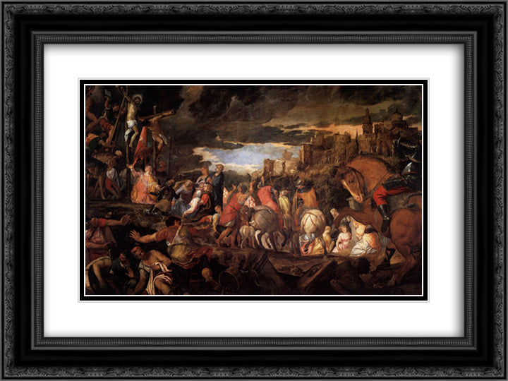 Crucifixion 24x18 Black Ornate Wood Framed Art Print Poster with Double Matting by Veronese, Paolo