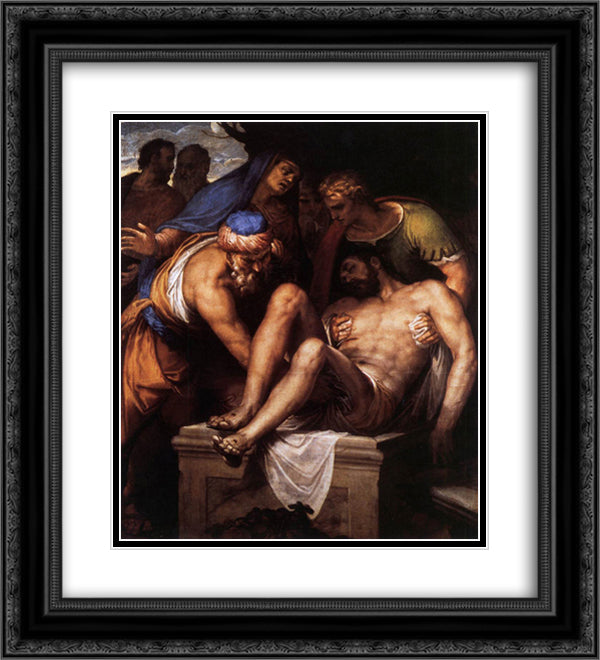 Deposition of Christ 20x22 Black Ornate Wood Framed Art Print Poster with Double Matting by Veronese, Paolo