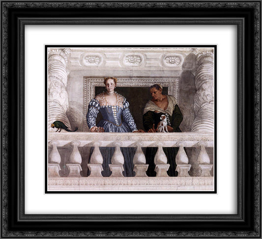 Figures behind the Parapet 22x20 Black Ornate Wood Framed Art Print Poster with Double Matting by Veronese, Paolo