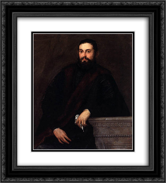 Gentleman in Black 20x22 Black Ornate Wood Framed Art Print Poster with Double Matting by Veronese, Paolo