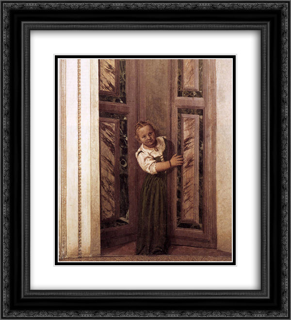 Girl in the Doorway 20x22 Black Ornate Wood Framed Art Print Poster with Double Matting by Veronese, Paolo