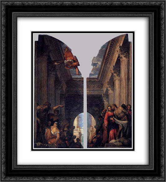 Healing of the Lame Man at the Pool of Bethesda 20x22 Black Ornate Wood Framed Art Print Poster with Double Matting by Veronese, Paolo