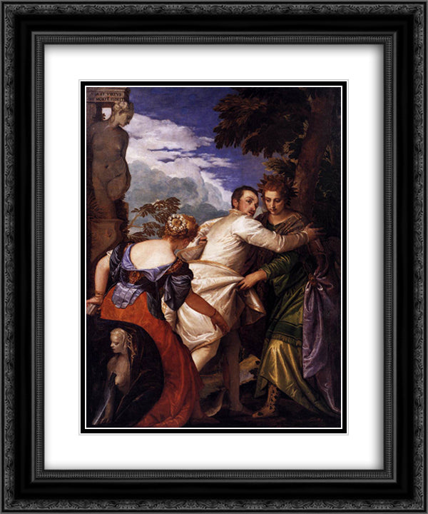 Honor and power after the death of flourishes 20x24 Black Ornate Wood Framed Art Print Poster with Double Matting by Veronese, Paolo