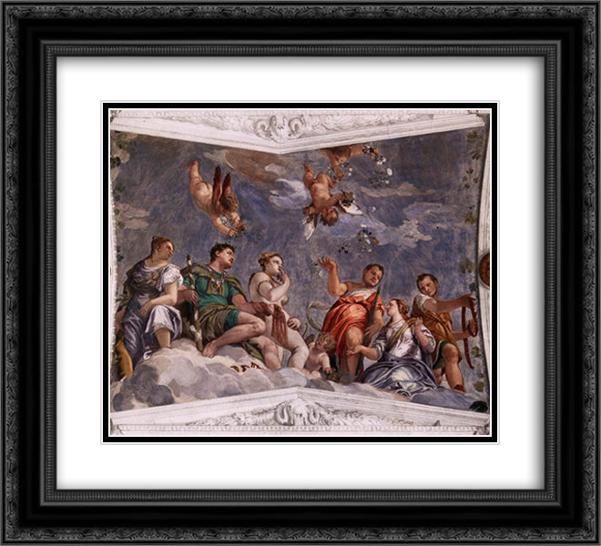 Hyman, Juno and Venus 22x20 Black Ornate Wood Framed Art Print Poster with Double Matting by Veronese, Paolo