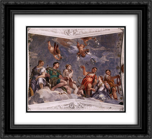 Hyman, Juno and Venus 22x20 Black Ornate Wood Framed Art Print Poster with Double Matting by Veronese, Paolo