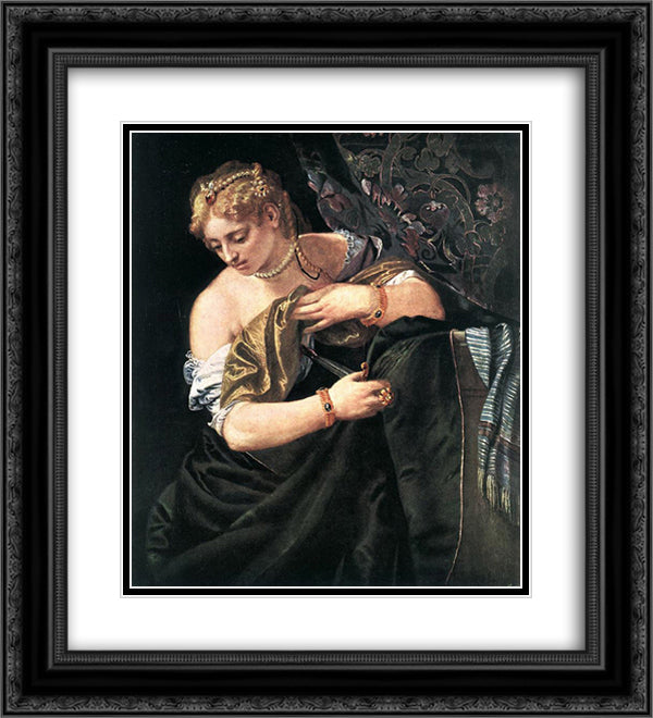 Lucretia 20x22 Black Ornate Wood Framed Art Print Poster with Double Matting by Veronese, Paolo