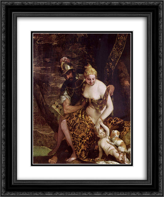 Mars and Venus 20x24 Black Ornate Wood Framed Art Print Poster with Double Matting by Veronese, Paolo