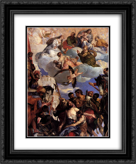 Martyrdom of Saint George 20x24 Black Ornate Wood Framed Art Print Poster with Double Matting by Veronese, Paolo