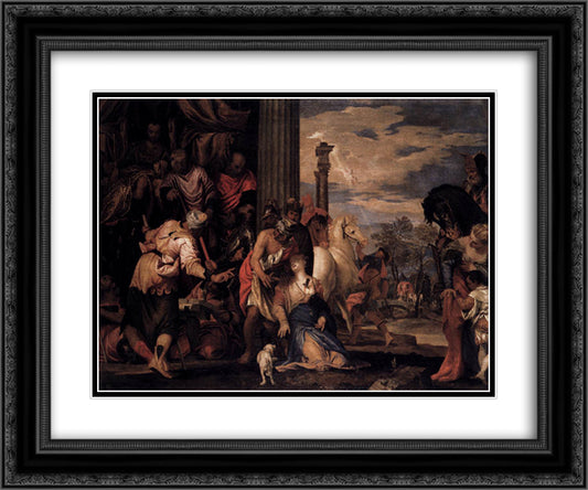 Martyrdom of Saint Justina 24x20 Black Ornate Wood Framed Art Print Poster with Double Matting by Veronese, Paolo