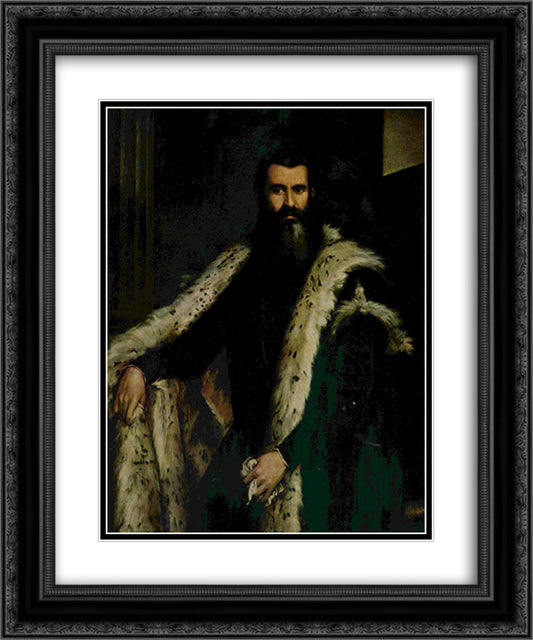 Portrait of Daniele Barbaro 20x24 Black Ornate Wood Framed Art Print Poster with Double Matting by Veronese, Paolo