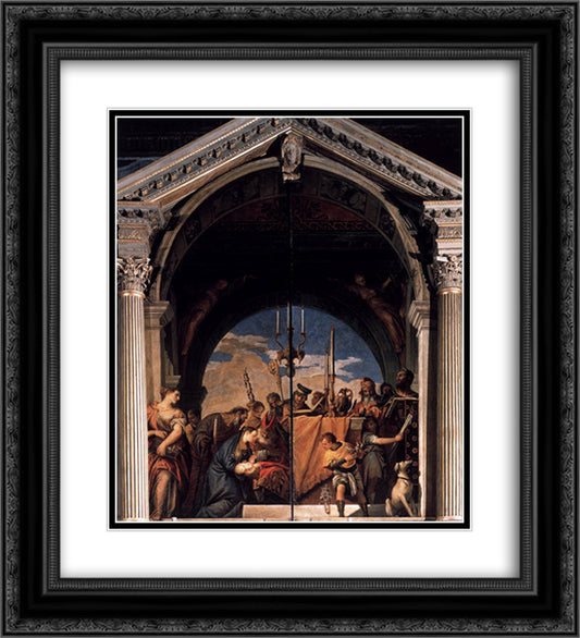 Presentation in the Temple 20x22 Black Ornate Wood Framed Art Print Poster with Double Matting by Veronese, Paolo