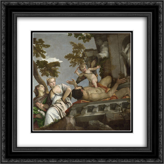 Scorn 20x20 Black Ornate Wood Framed Art Print Poster with Double Matting by Veronese, Paolo