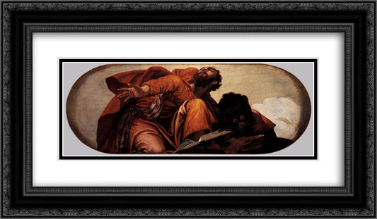 St Mark 24x14 Black Ornate Wood Framed Art Print Poster with Double Matting by Veronese, Paolo