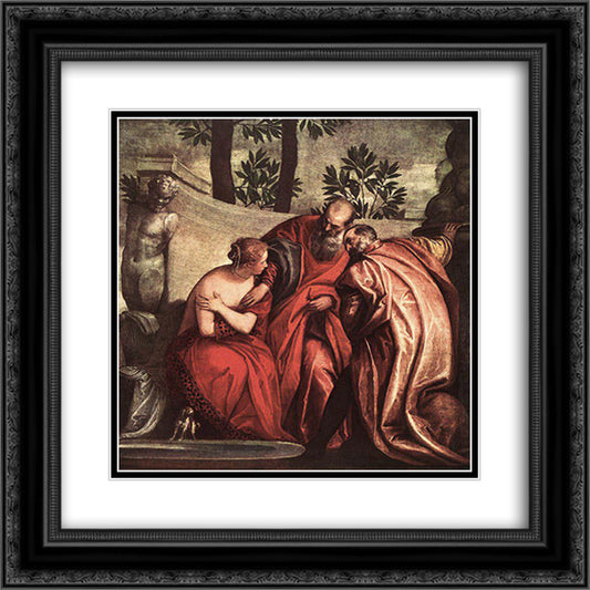 Susanna in the Bath 20x20 Black Ornate Wood Framed Art Print Poster with Double Matting by Veronese, Paolo