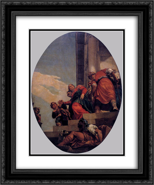 The Banishment of Vashti 20x24 Black Ornate Wood Framed Art Print Poster with Double Matting by Veronese, Paolo