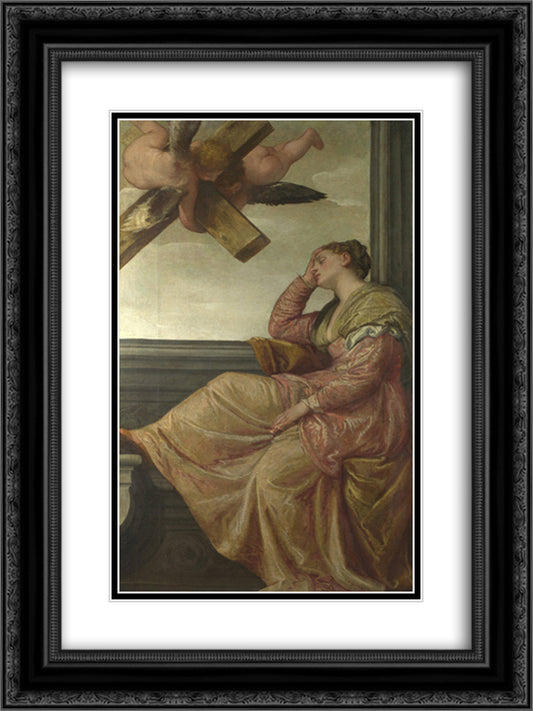 The Dream of Saint Helena 18x24 Black Ornate Wood Framed Art Print Poster with Double Matting by Veronese, Paolo