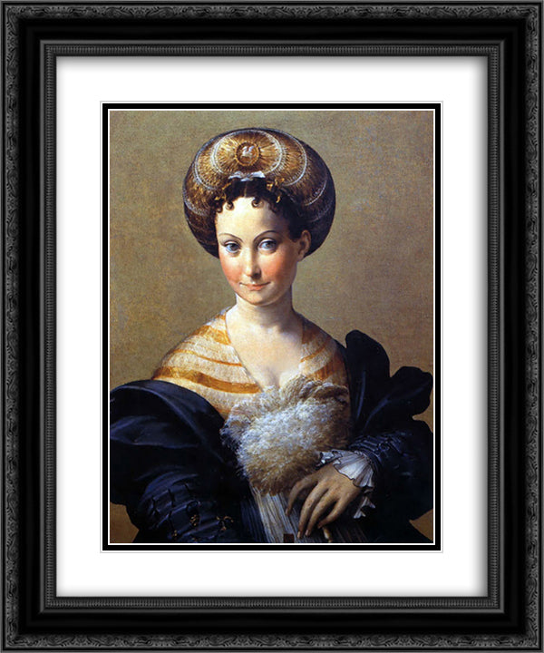 A Turkish Slave 20x24 Black Ornate Wood Framed Art Print Poster with Double Matting by Parmigianino