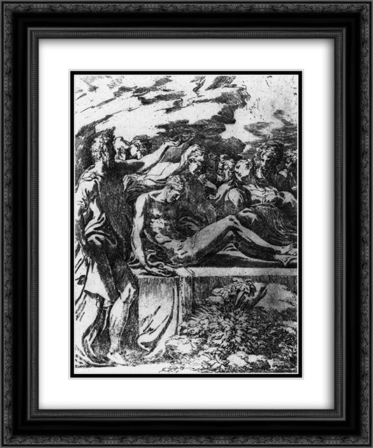 Deposition 20x24 Black Ornate Wood Framed Art Print Poster with Double Matting by Parmigianino