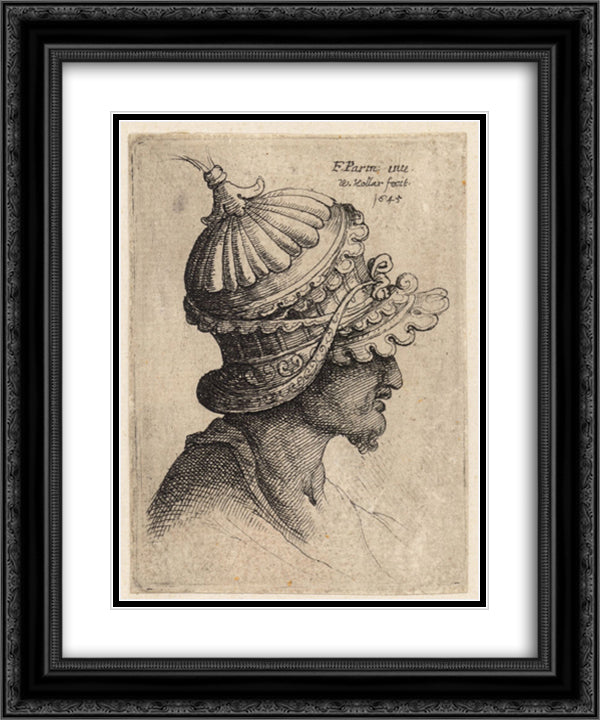 Extravagantly ornamental helmet 20x24 Black Ornate Wood Framed Art Print Poster with Double Matting by Parmigianino