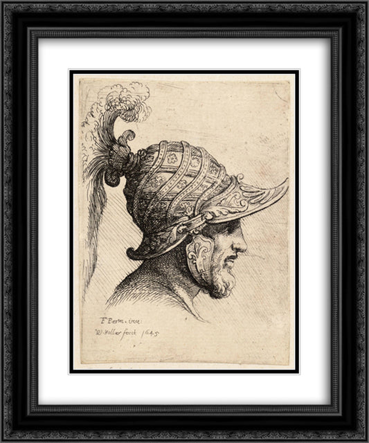 Helmet crossed with curved strips and rosettes 20x24 Black Ornate Wood Framed Art Print Poster with Double Matting by Parmigianino