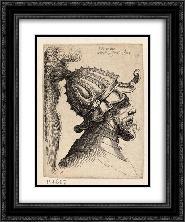Helmet with wavy brim 20x24 Black Ornate Wood Framed Art Print Poster with Double Matting by Parmigianino