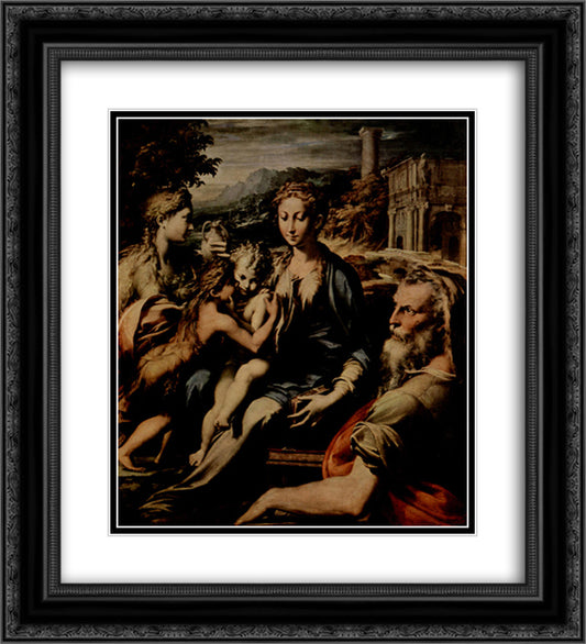 Madonna with Saint Zacharias 20x22 Black Ornate Wood Framed Art Print Poster with Double Matting by Parmigianino