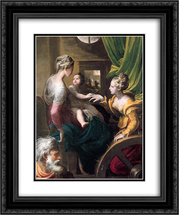 Mystic Marriage of Saint Catherine 20x24 Black Ornate Wood Framed Art Print Poster with Double Matting by Parmigianino