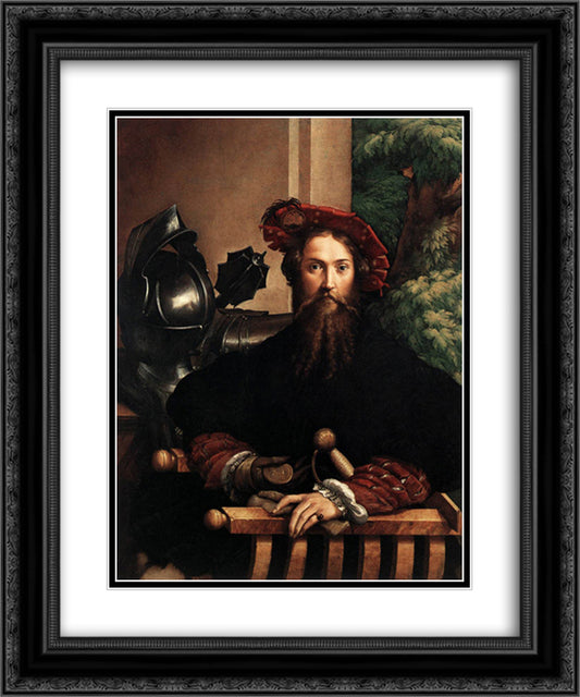 Portrait of Gian Galeazzo Sanvitale 20x24 Black Ornate Wood Framed Art Print Poster with Double Matting by Parmigianino