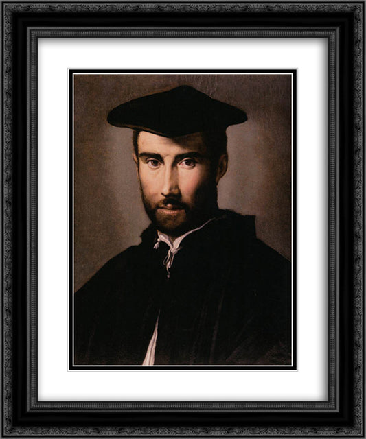 Portrait of a Man 20x24 Black Ornate Wood Framed Art Print Poster with Double Matting by Parmigianino