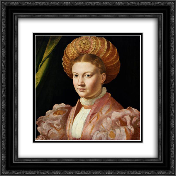 Portrait of a young woman, possibly Countess Gozzadini 20x20 Black Ornate Wood Framed Art Print Poster with Double Matting by Parmigianino