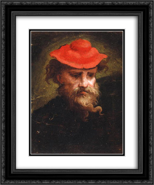 Self Portrait 20x24 Black Ornate Wood Framed Art Print Poster with Double Matting by Parmigianino