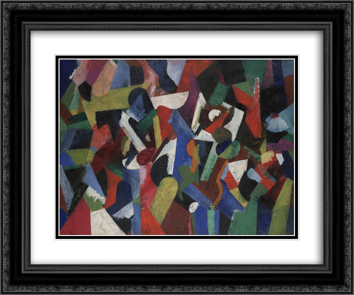 Composition V 24x20 Black Ornate Wood Framed Art Print Poster with Double Matting by Bruce, Patrick Henry