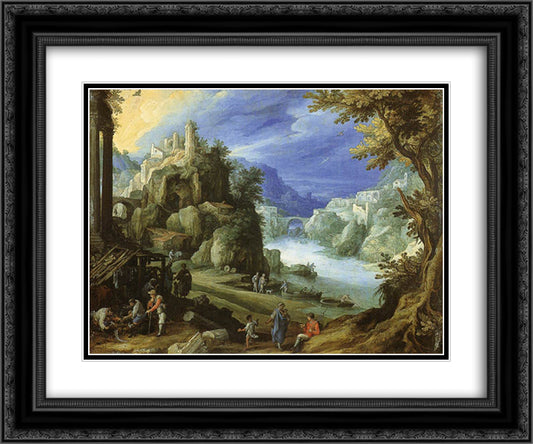 Fantastic mountain landscape 24x20 Black Ornate Wood Framed Art Print Poster with Double Matting by Bril, Paul