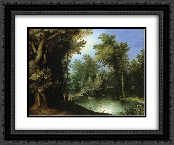 Landscape with a Marsh 24x20 Black Ornate Wood Framed Art Print Poster with Double Matting by Bril, Paul
