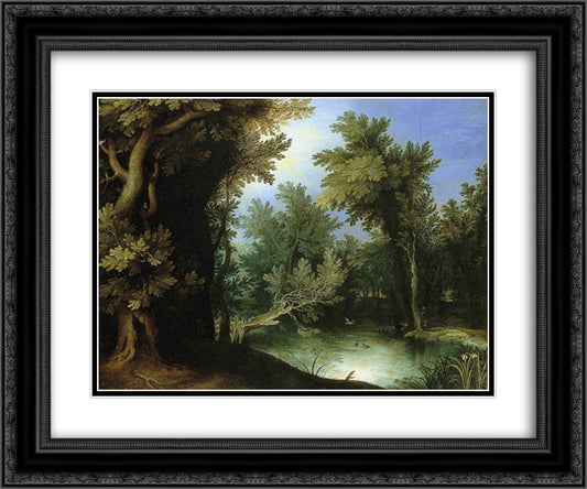 Landscape with a Marsh 24x20 Black Ornate Wood Framed Art Print Poster with Double Matting by Bril, Paul