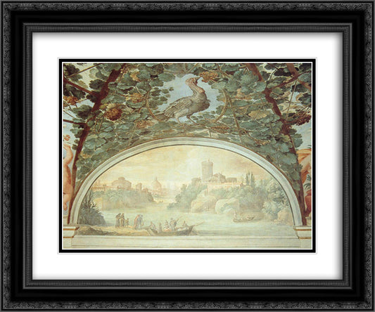 Landscape with Boats on a River 24x20 Black Ornate Wood Framed Art Print Poster with Double Matting by Bril, Paul