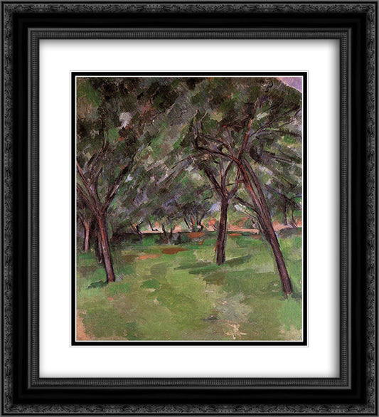 A Close 20x22 Black Ornate Wood Framed Art Print Poster with Double Matting by Cezanne, Paul